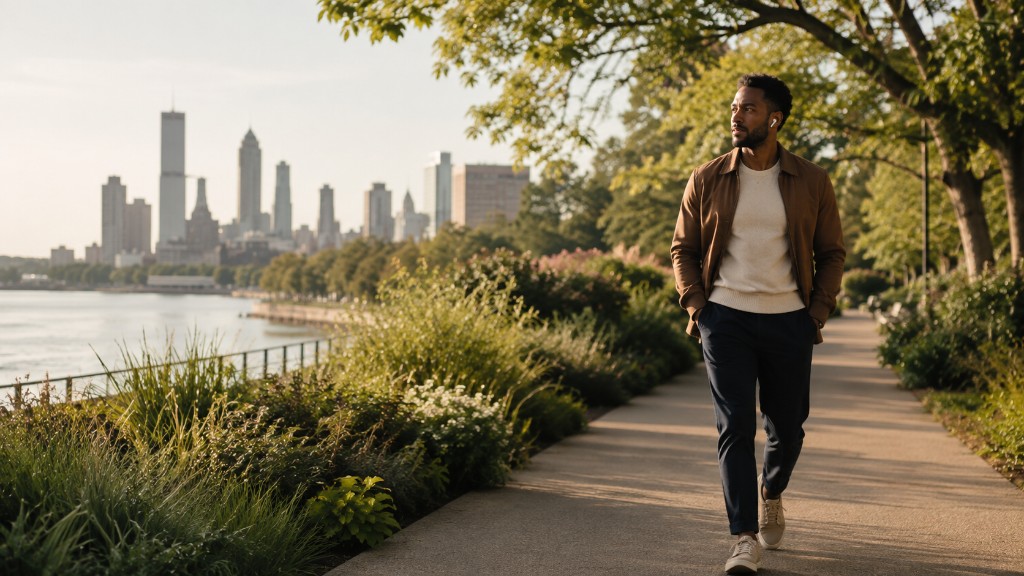 A person walking alone on a path, thinking while moving