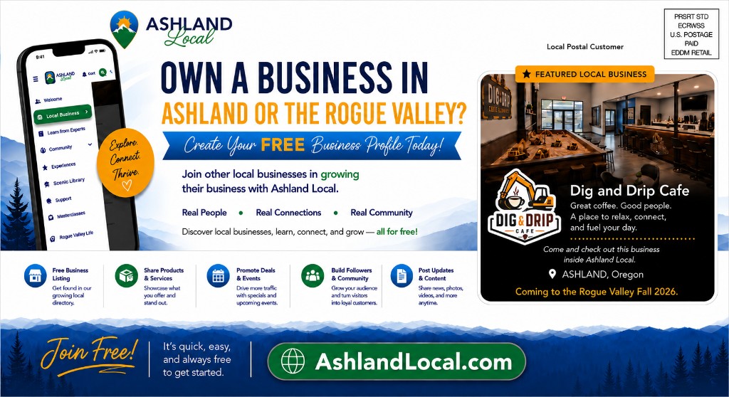 Ashland Local business recruitment postcard for physical mail outreach